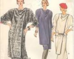 9056 VOGUE 1980S STRAIGHT PULLOVER DRESS, OVERDRESS  LENGTHS PATTERN 8-12